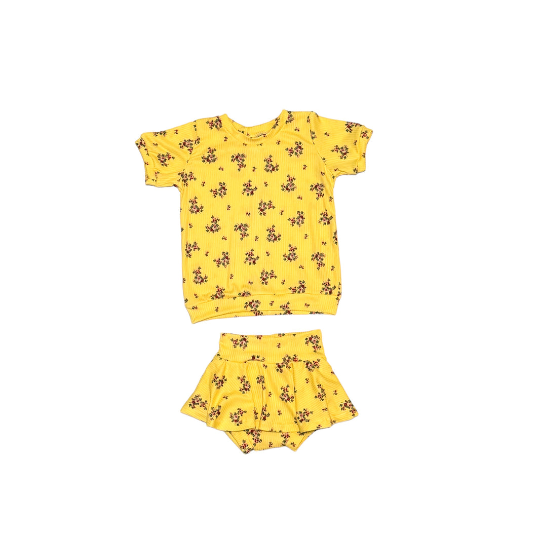 12/18m Yellow Floral Hazel Tee + HW Skirted Bummies Set