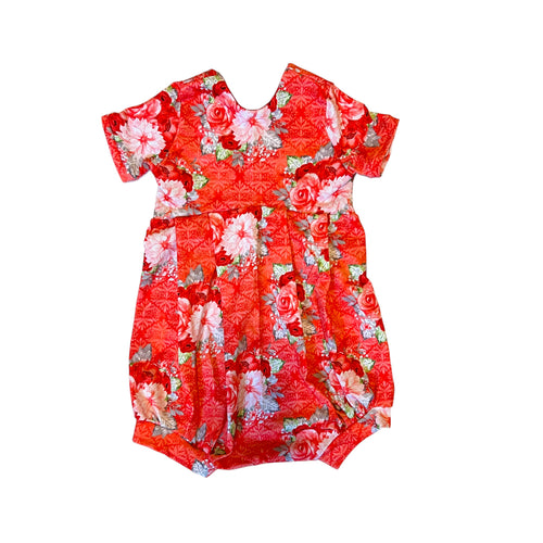 Short Sleeve Red Holiday Floral Lillie Romper
