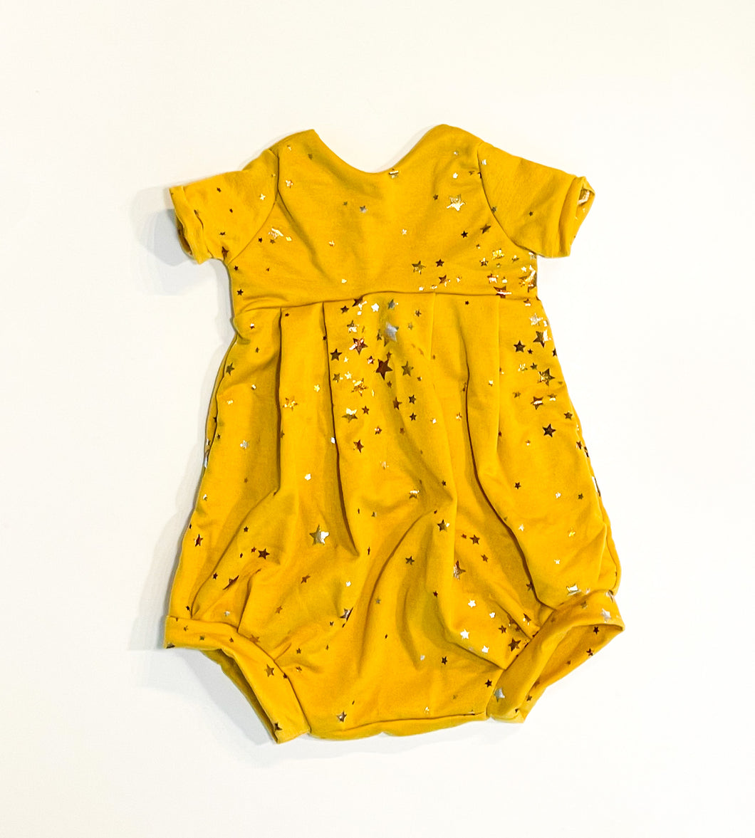 12m Short Sleeve Mustard Star Lillie Romper