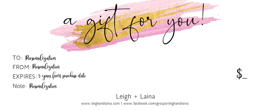 Personalized Gift Card Template + Email ADD ON